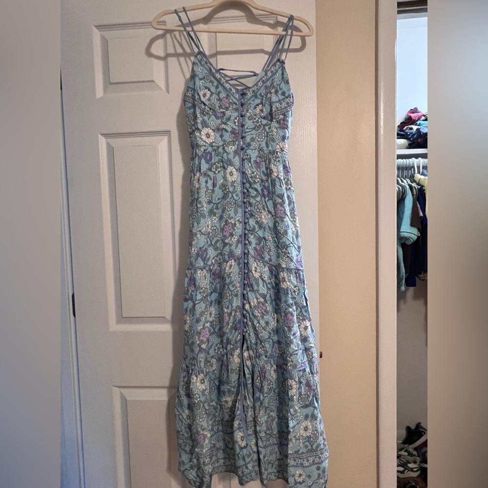 In Bloom Blue and White Spaghetti Strap Sundress